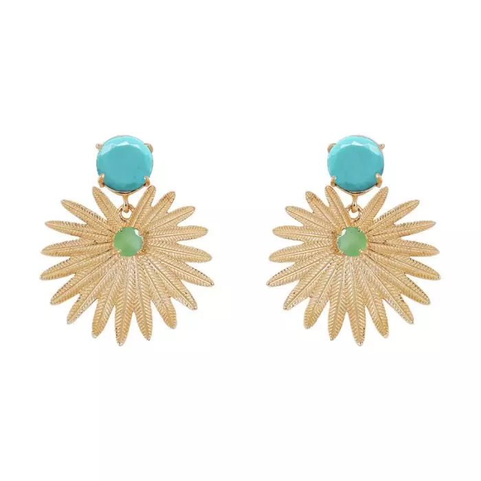 14K PALM LEAF TURQUOISE 