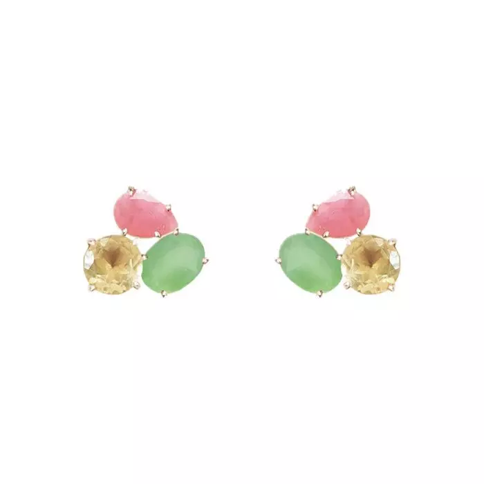 14K SUGAR POP 3 STONE STUDS