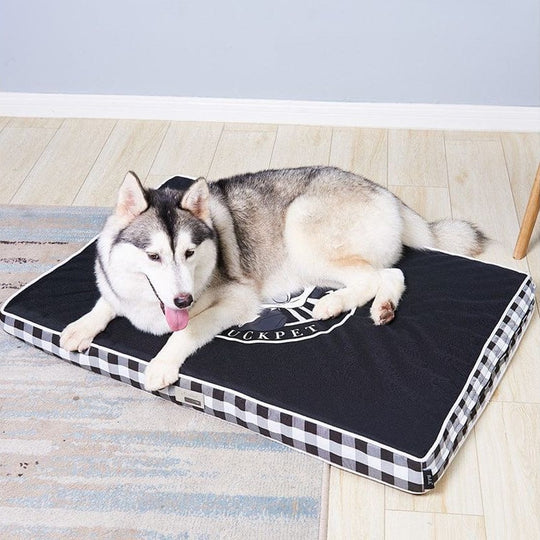 Large Gingham Dog Bed - 8cm Cushion image 1