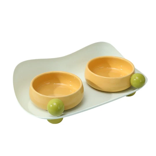 Green Ceramic Raised Pet Bowls image 1