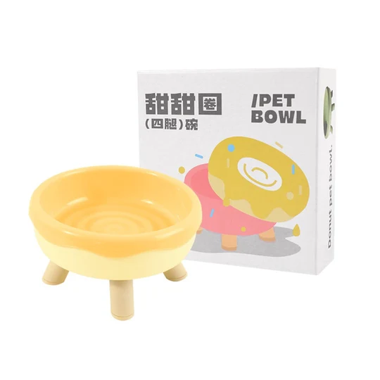 Yellow Donut Raised Pet Bowl image 1