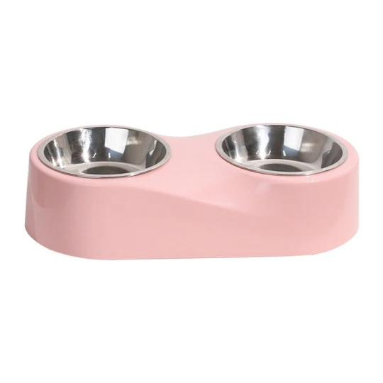 Pink Dual Stainless Steel Pet Bowls