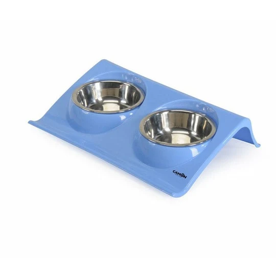 Plastic tray with 2 steel bowls image 1