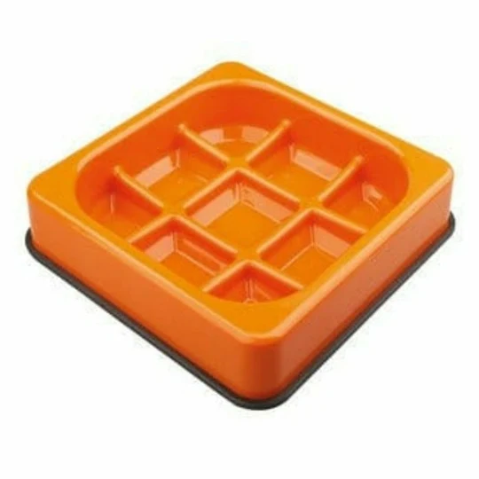 WAFFLE - Slow feed bowl,chekered-Orange image 1
