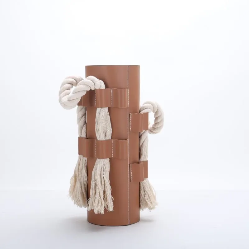 Roped Leather Vase thumbnail 3