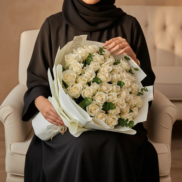 Elegant White Flowers Bouquet thumbnail 2