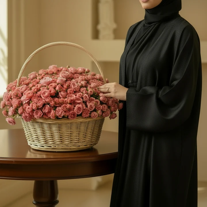 Pink Rose Basket Arrangement thumbnail 2