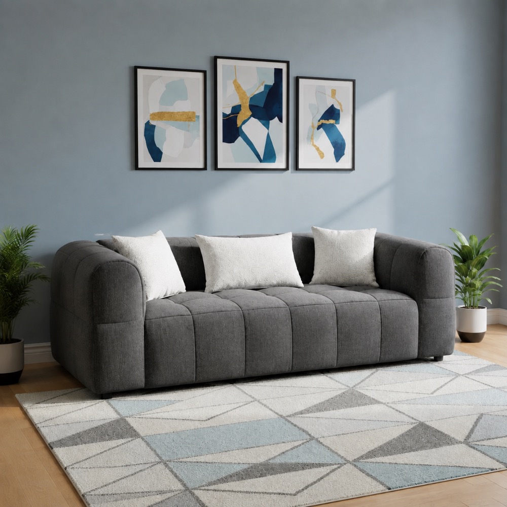 Eger 3-Seater Sofa, Black image 1