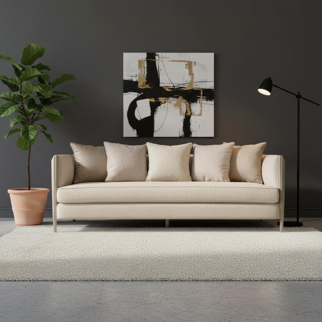 Haya 3-Seater Sofa, Cream & Champagne image 1