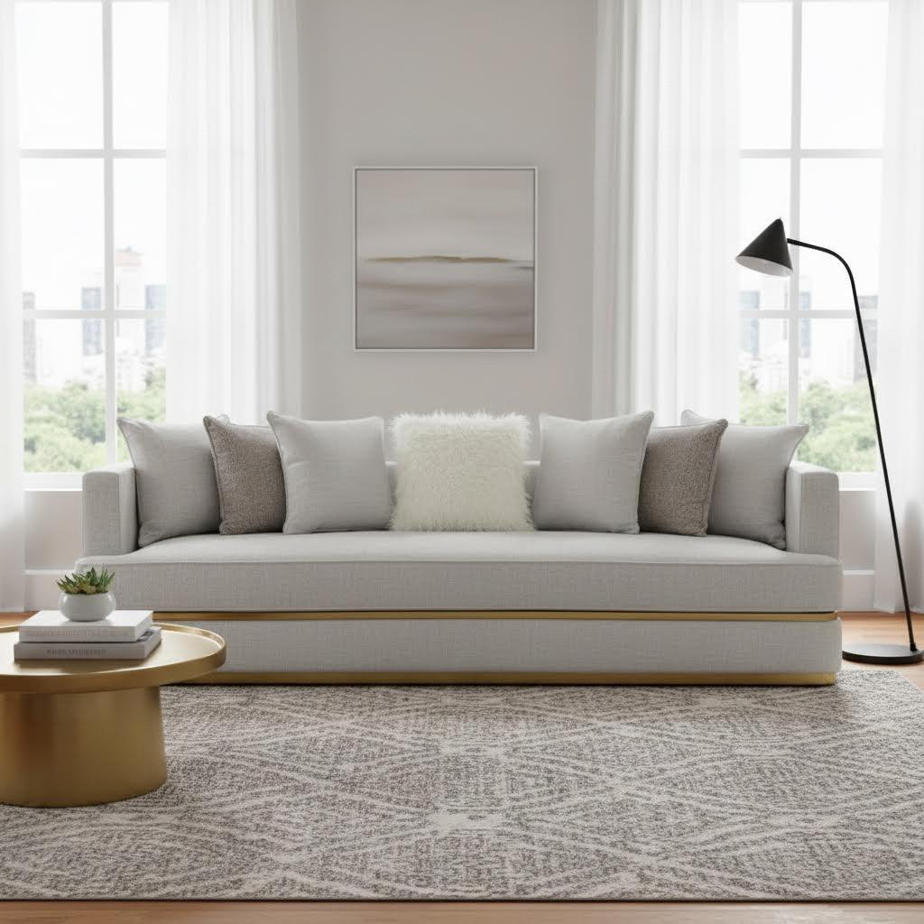 Aria 4-Seater Fabric Sofa, Grey image 1