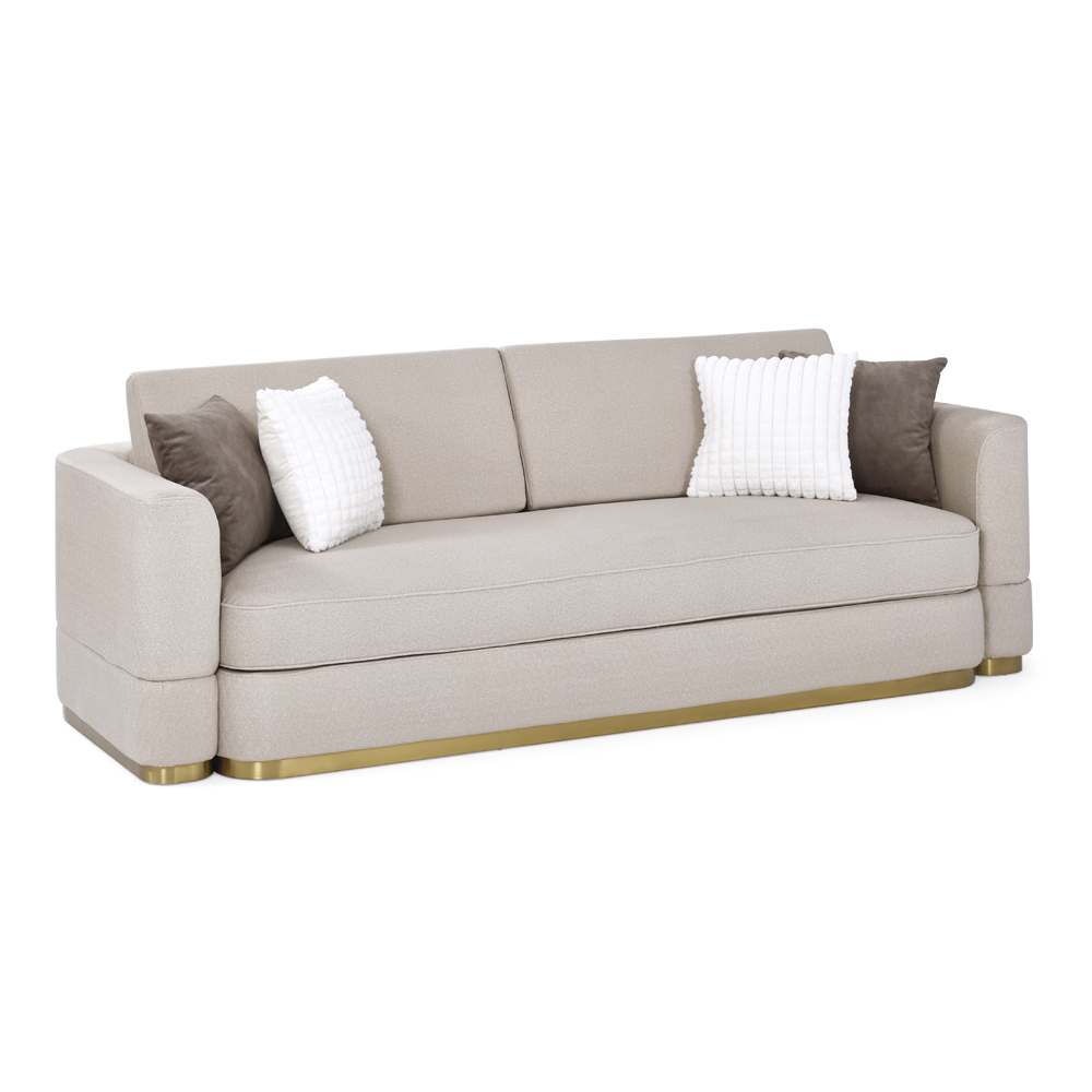 Beverly 4-Seater Sofa, Light Brown