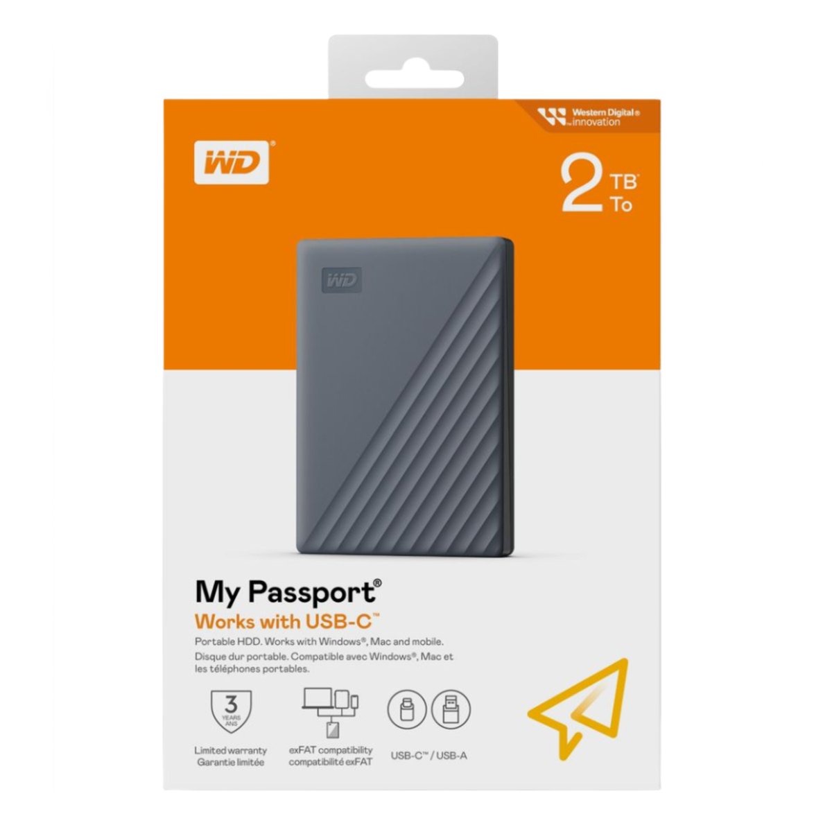 WD My Passport 2TB Portable SSD โ Space Grey, USB-C, Up to 1050MB/s