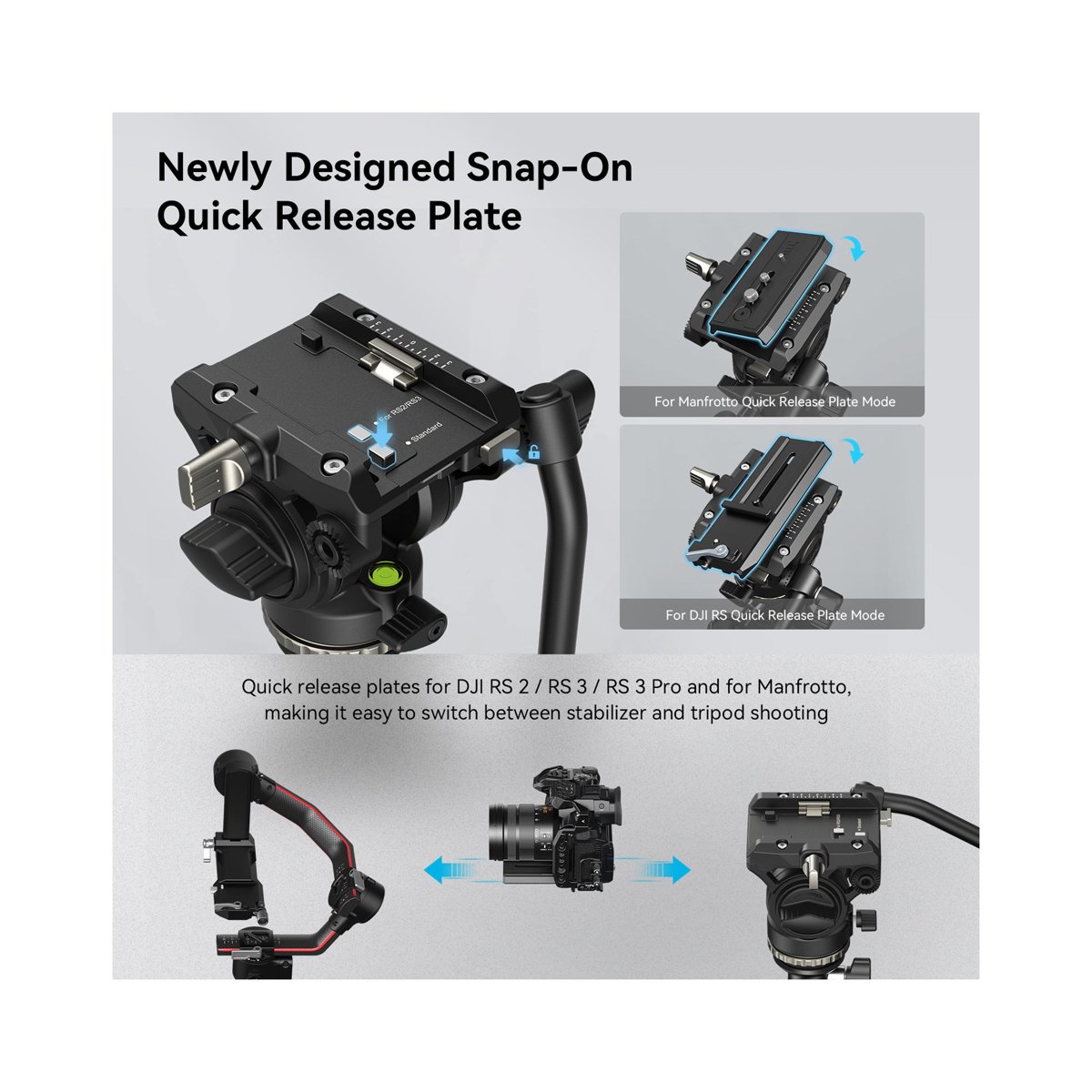SmallRig CT210 Video Tripod with Fluid Head and Reversible Center Column-4475 thumbnail 2
