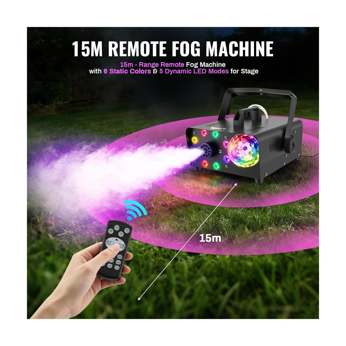 Smoke Machine 600W Fog Machine-Disco Ball Light and RGB LED Lights thumbnail 2