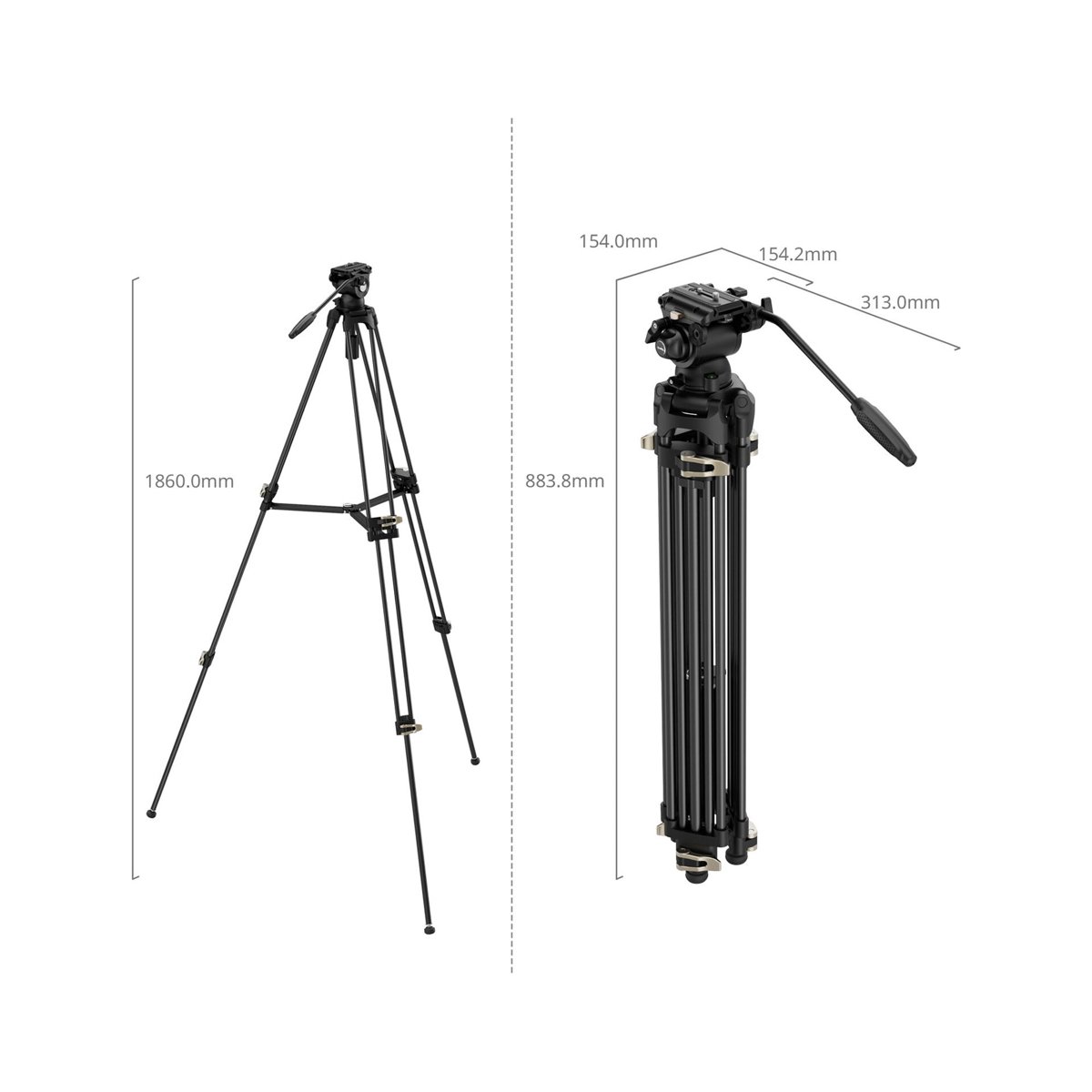SmallRig AD-01S Heavy-Duty Tripod and Fluid Head Kit-4686 thumbnail 2