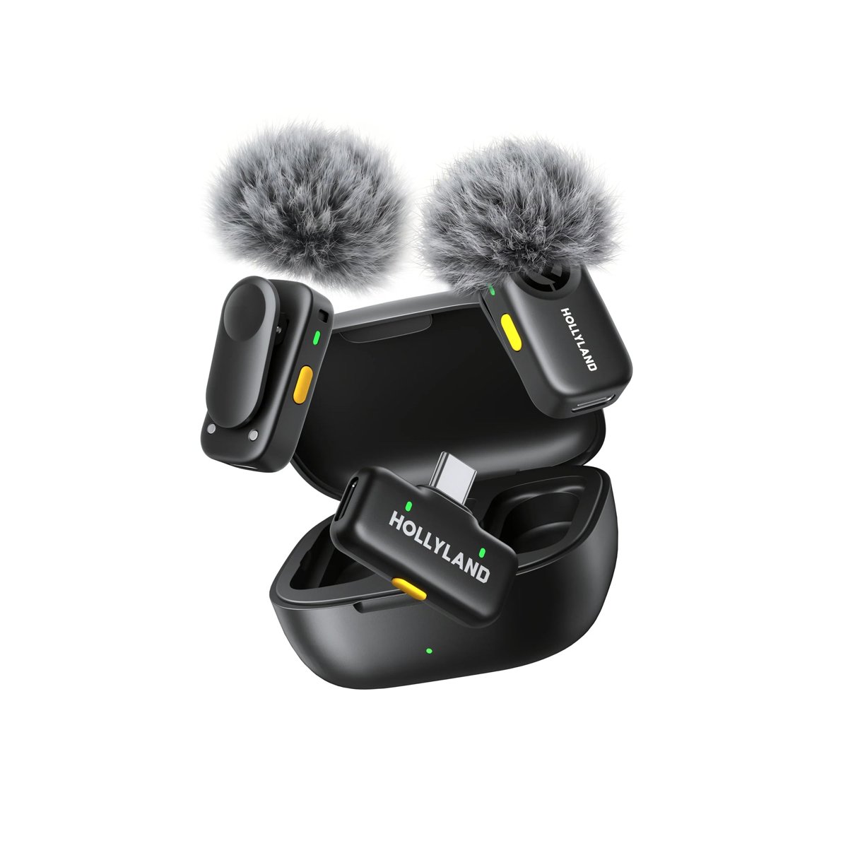 Hollyland LARK A2 Duo Wireless Microphone â 2 Transmitters, USB-C Receiver & Charging Case