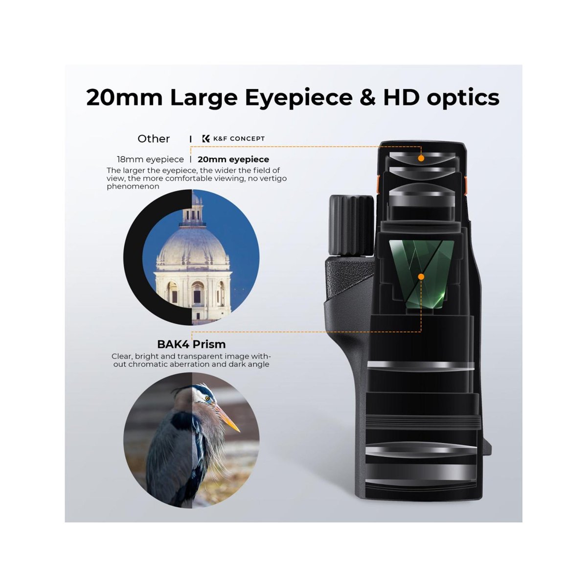 K&F Concept 12x50 IP68 Waterproof Monocular Telescope- KF33.075 thumbnail 2