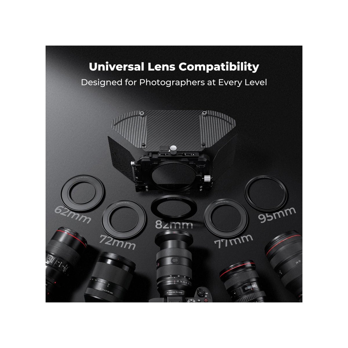 K&F Concept Pro Matte Box Kit with 2 Filter Trays & 5 Adapter Rings – SKU.2322V1 thumbnail 2