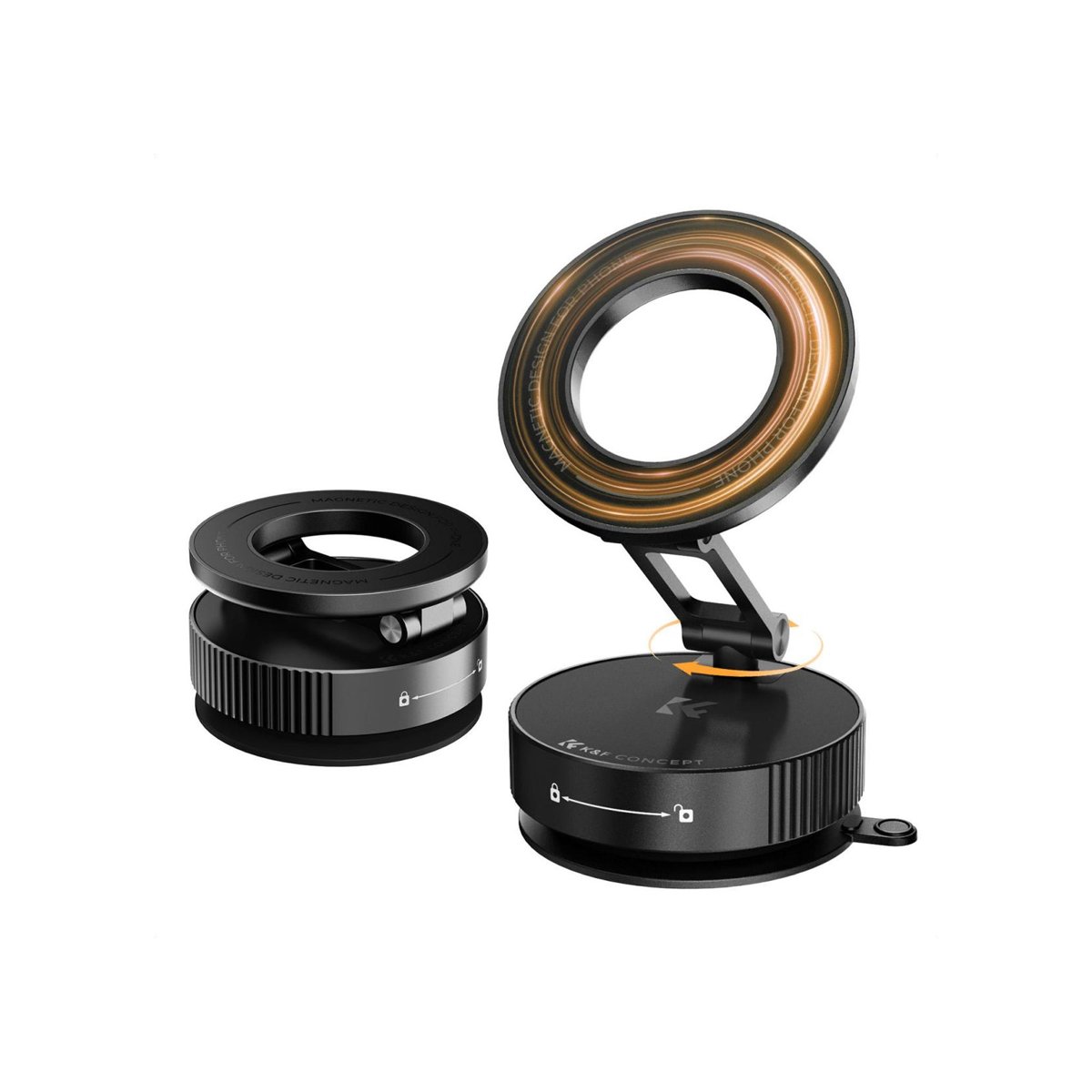K&F Concept 360° Magnetic Vacuum Car Phone Holder â Black â KF15.0007