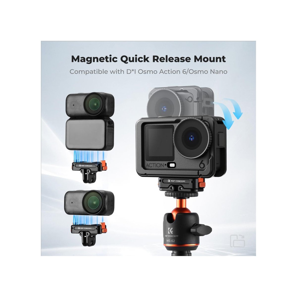 K&F Concept Magnetic Quick-Release Adapter for DJI Osmo Nano & Action 6 – KF12.0027 thumbnail 2