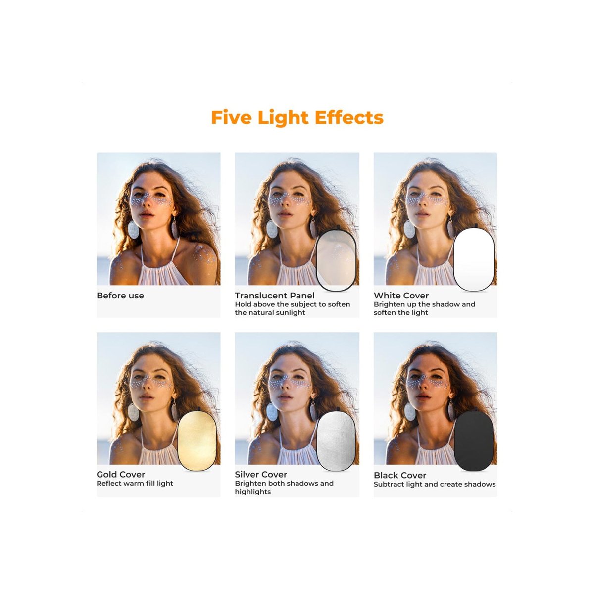 K&F Concept (60x90cm) 5-in-1 Oval Foldable Reflector with Carrying Bag thumbnail 2