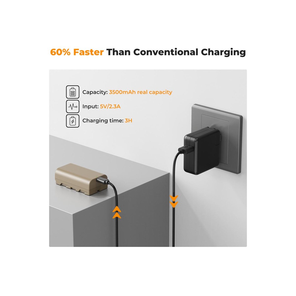 K&F Concept NP-F550 3500mAh USB-C Rechargeable Battery-KF28.0035 thumbnail 2