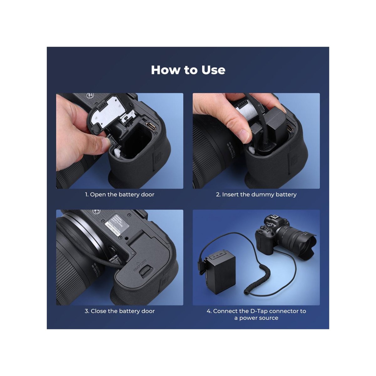 K&F Concept LP-E6P Dummy Battery with D-Tap Power Adapter for Canon Cameras-KF28.0153 thumbnail 2