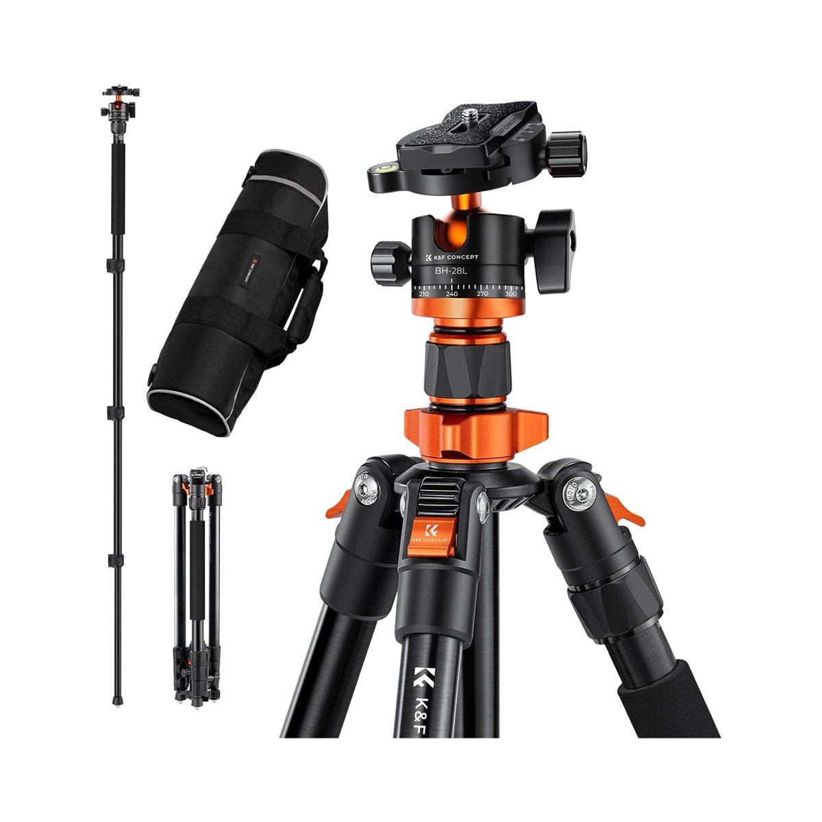 K&F Concept 62âŗ Aluminium Camera Tripod with Monopod & BH-28L Ball Head-KF09.084V3