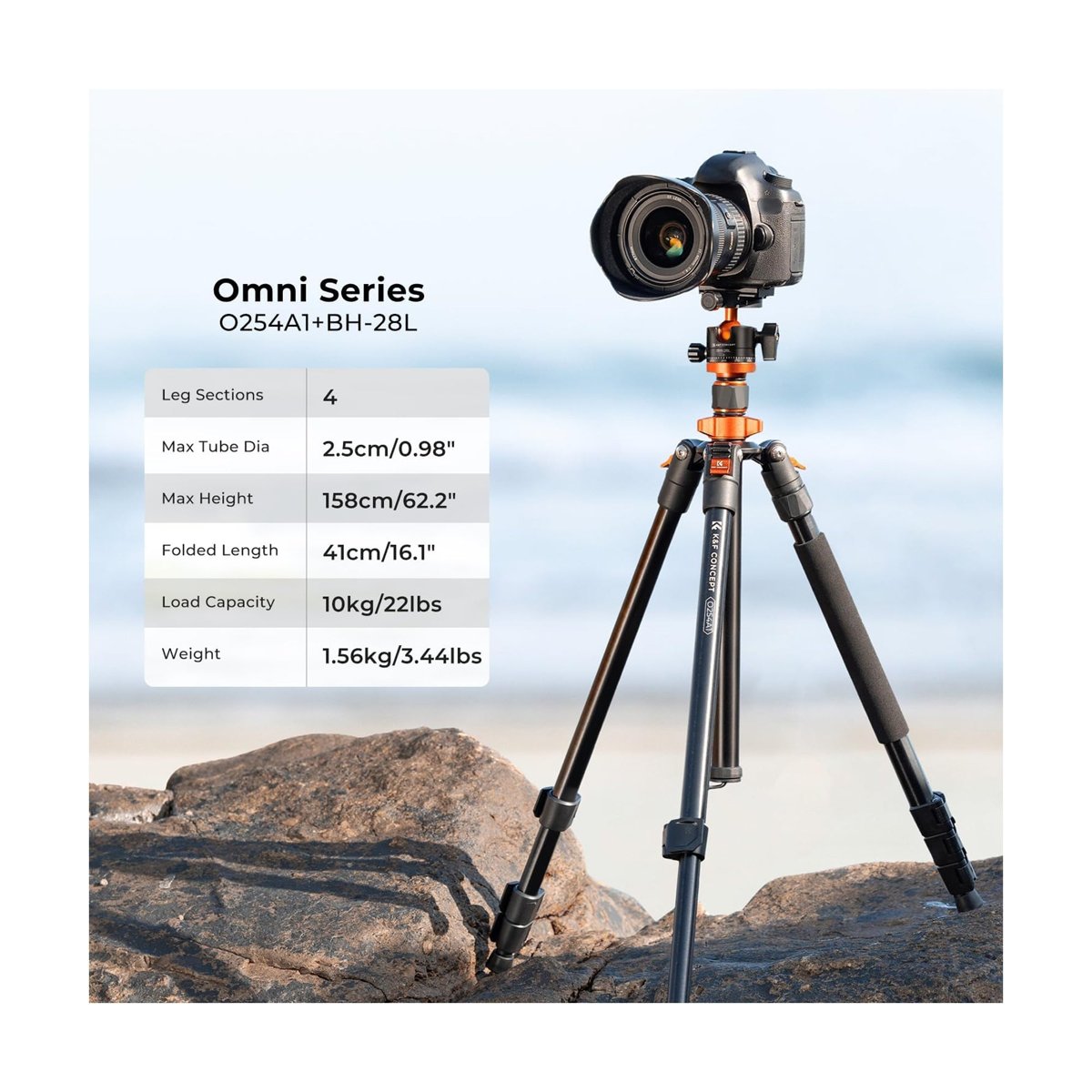 K&F Concept 62″ Aluminium Camera Tripod with Monopod & BH-28L Ball Head-KF09.084V3 thumbnail 2