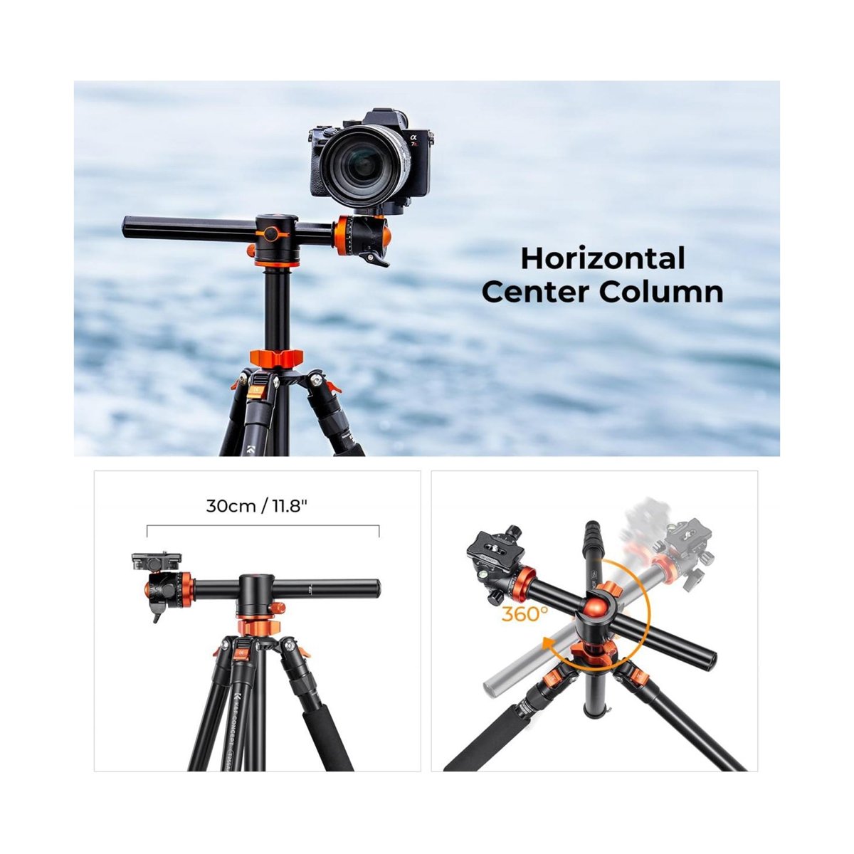 K&F Concept 67″ Overhead Aluminium Camera Tripod with Monopod-KF09.085V7 thumbnail 2