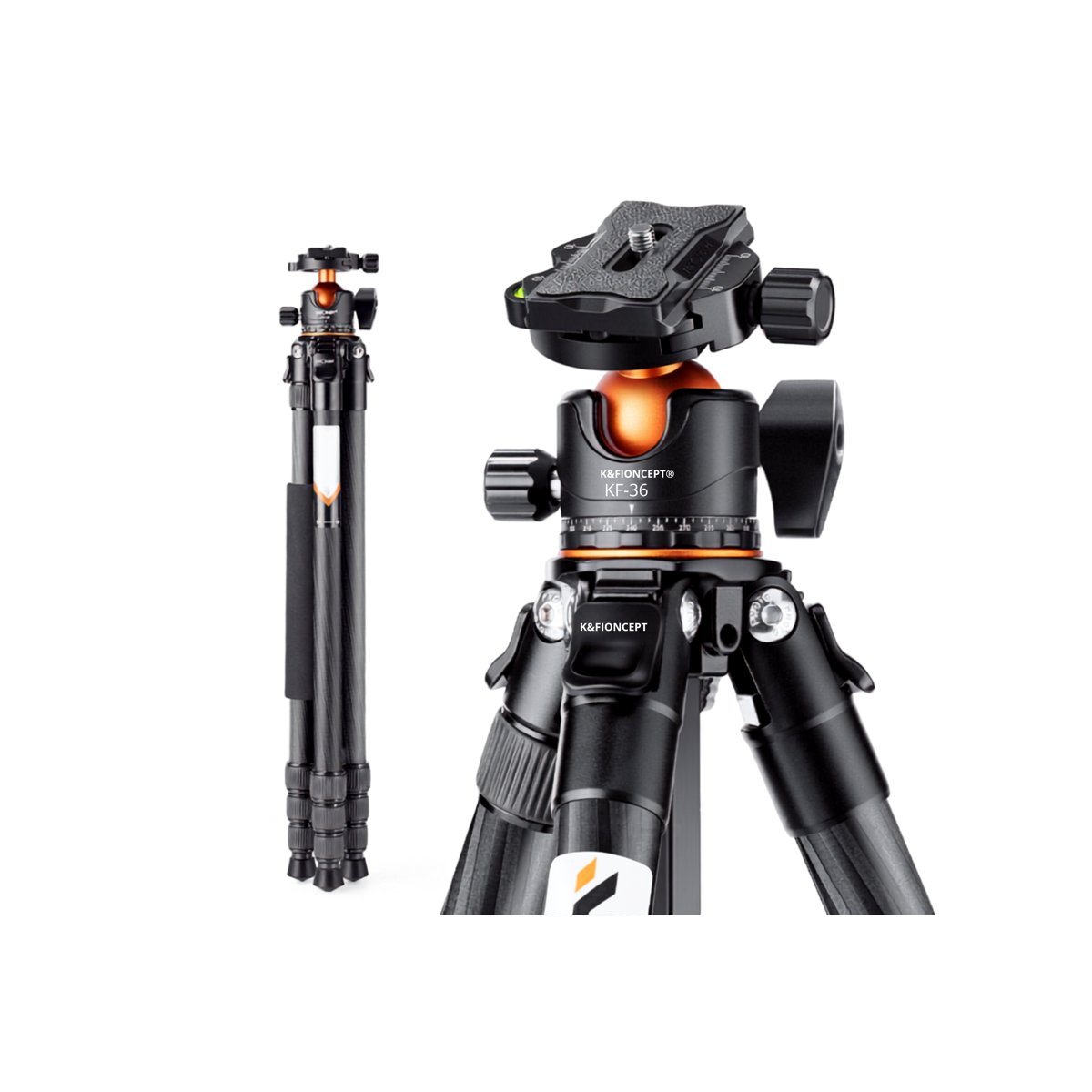 K&F Concept 70âŗ Carbon Fiber Travel Tripod with BH-36L Ball Head-KF09.098V1
