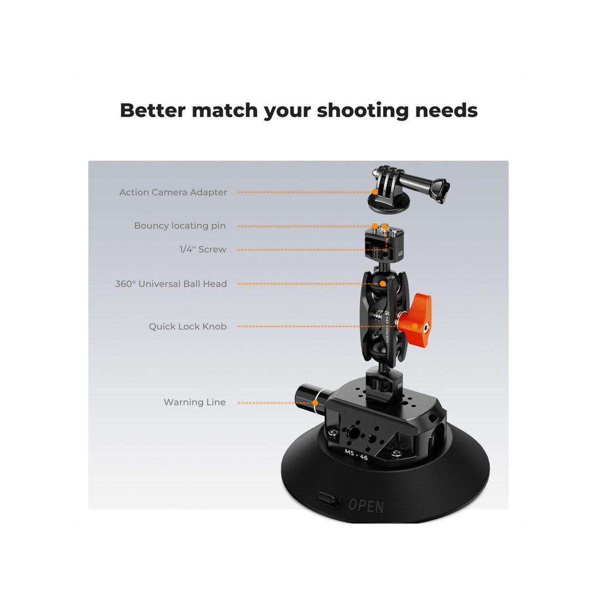 K&F Concept 6-Inch Suction Cup Camera Mount MS-46- KF31.136 thumbnail 2