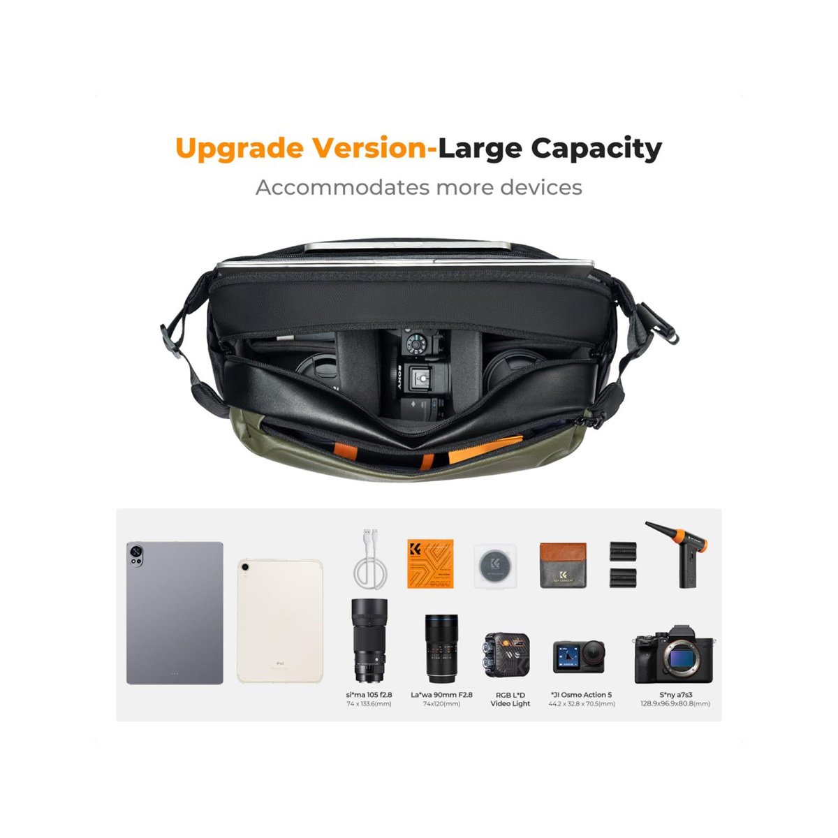 K&F Concept Urban Wander 01 2-in-1 Camera Sling Bag 12L – Green (KF13.177V1) thumbnail 2