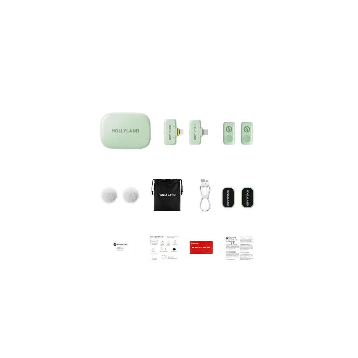 HOLLYLAND LARK A1 Combo Wireless Microphone- (Mint Green) thumbnail 2