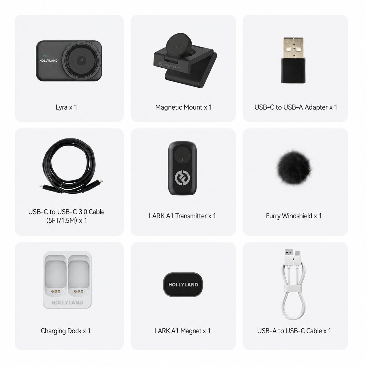 Hollyland Lyra UHD 4K Webcam Streaming Bundle with LARK A1 Wireless Microphone (Black) thumbnail 2