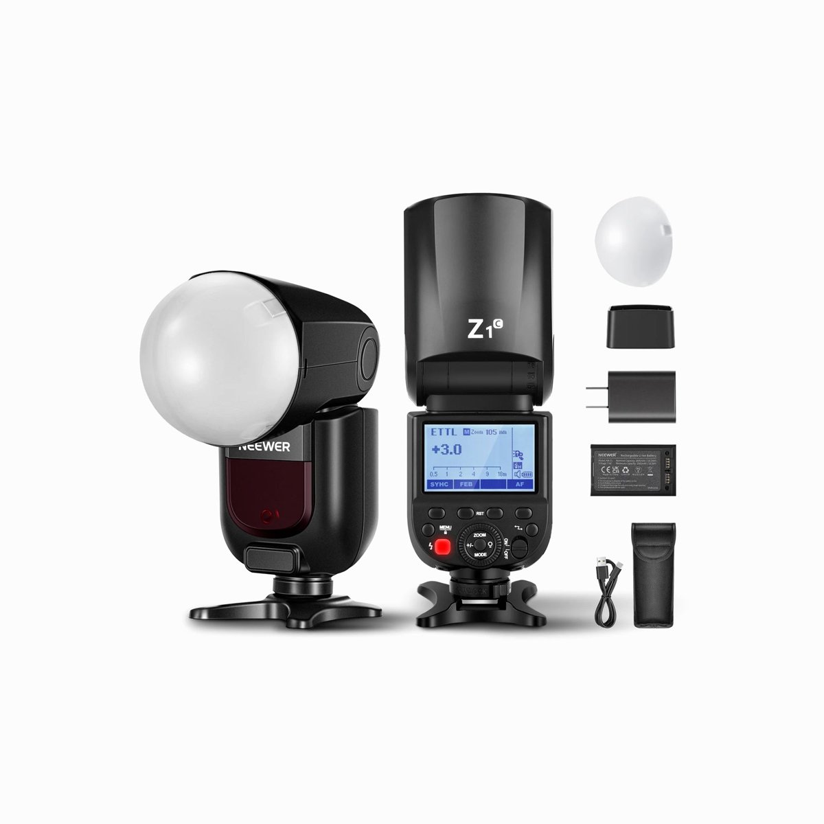 NEEWER Z1-C TTL Round Head Flash Speedlite for Canon with Magnetic Dome Diffuser