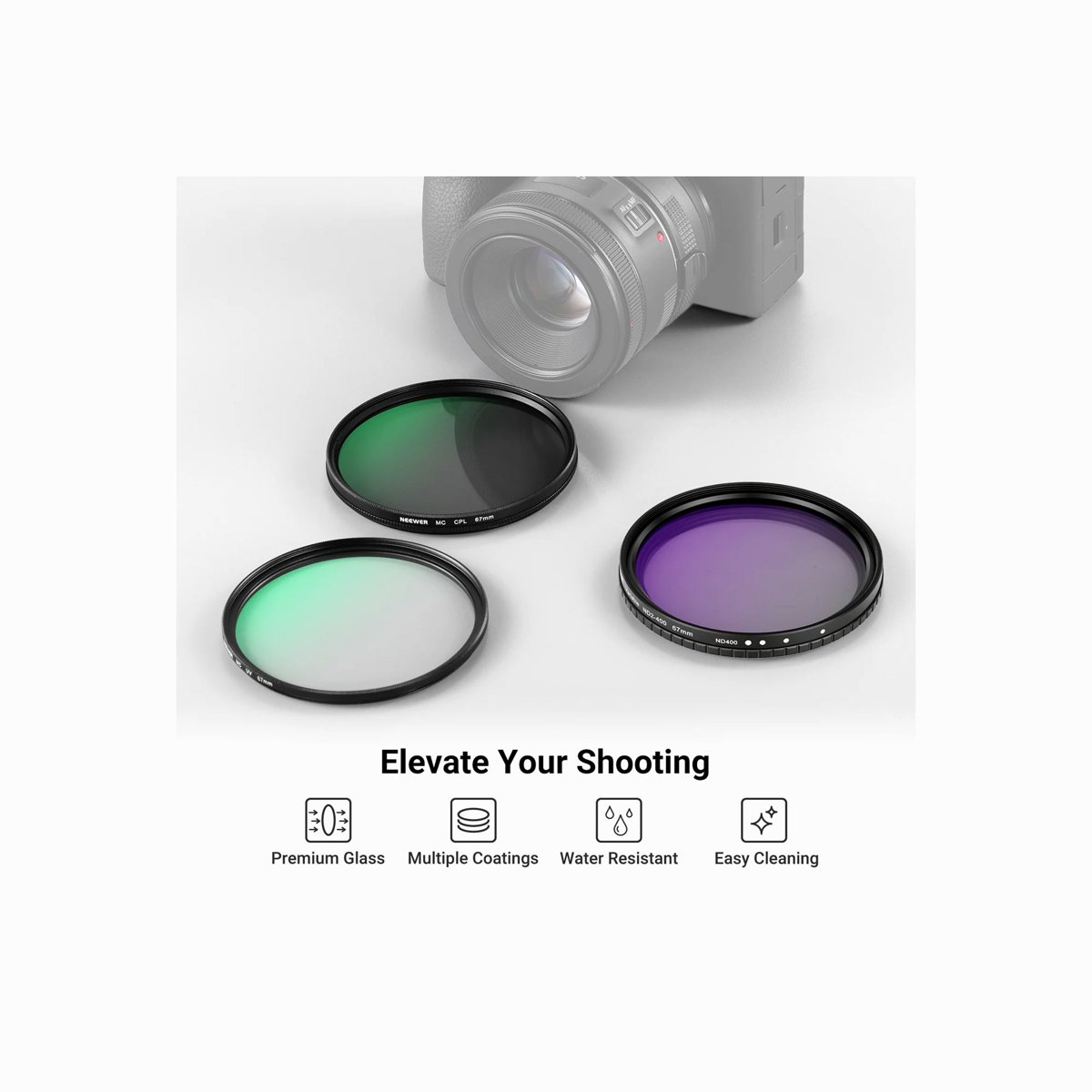 NEEWER 67mm Variable ND + CPL + UV Filter Kit thumbnail 2