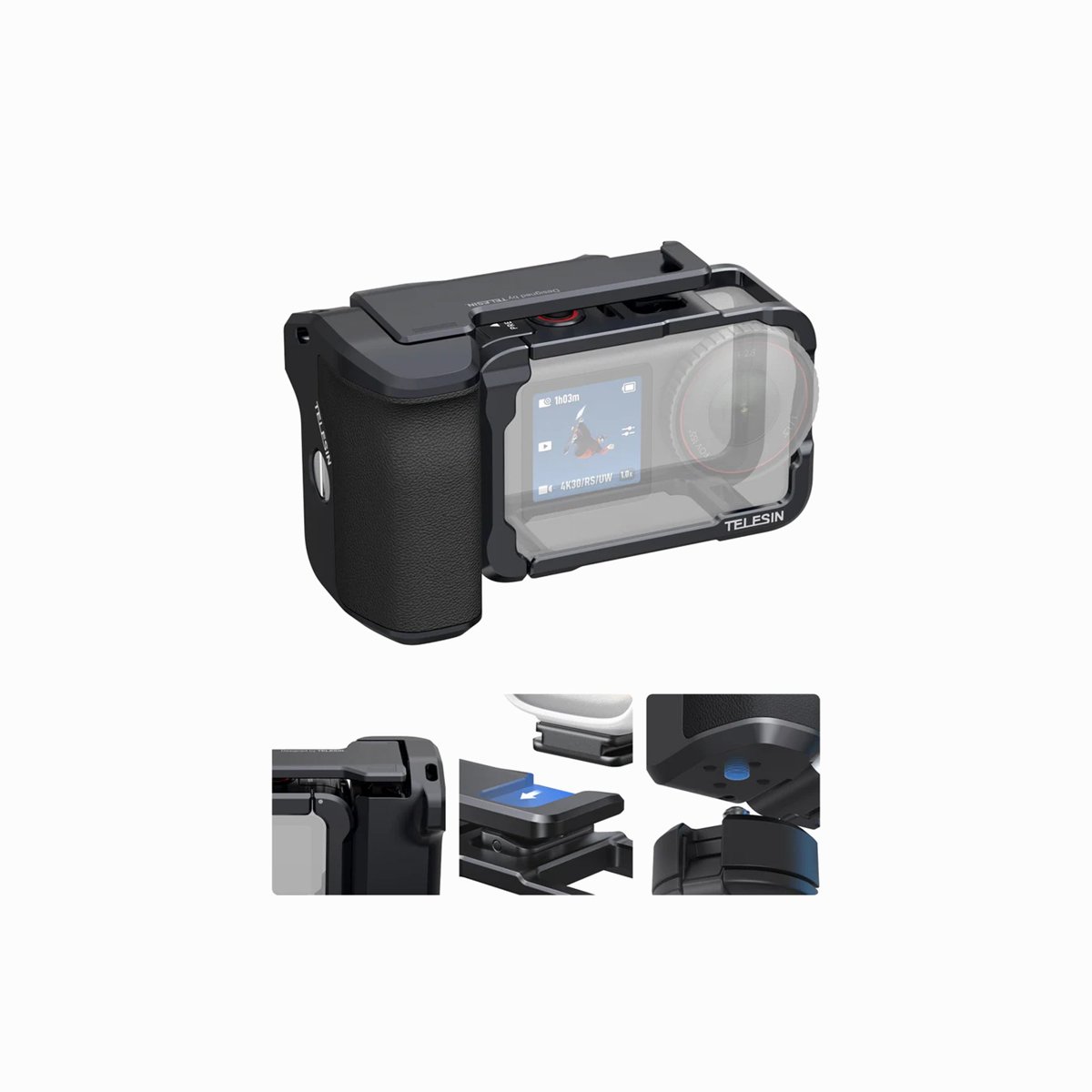TELESIN Aluminum Street Shot Set for DJI Osmo Action 6 (Black) thumbnail 2