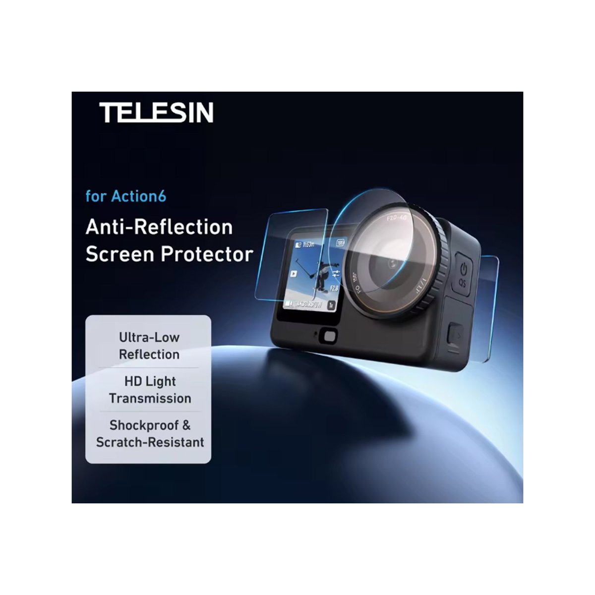 TELESIN Tempered Glass Protective Film Screen Protector for DJI Osmo Action 6-S6-FLM-31-TDJ