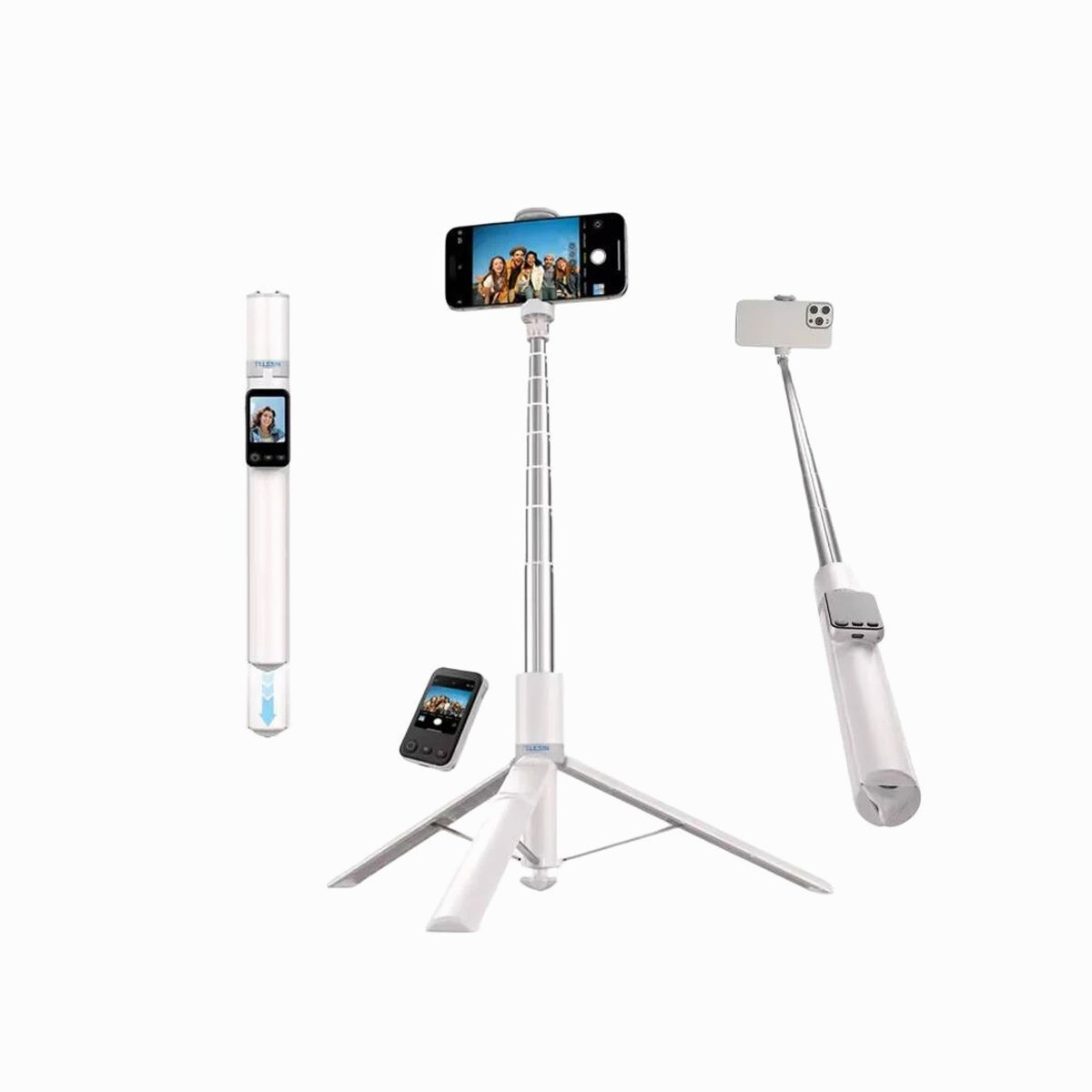 TELESIN 68-Inch 1.7M Projection Tripod & Selfie Stick for Smartphones â White