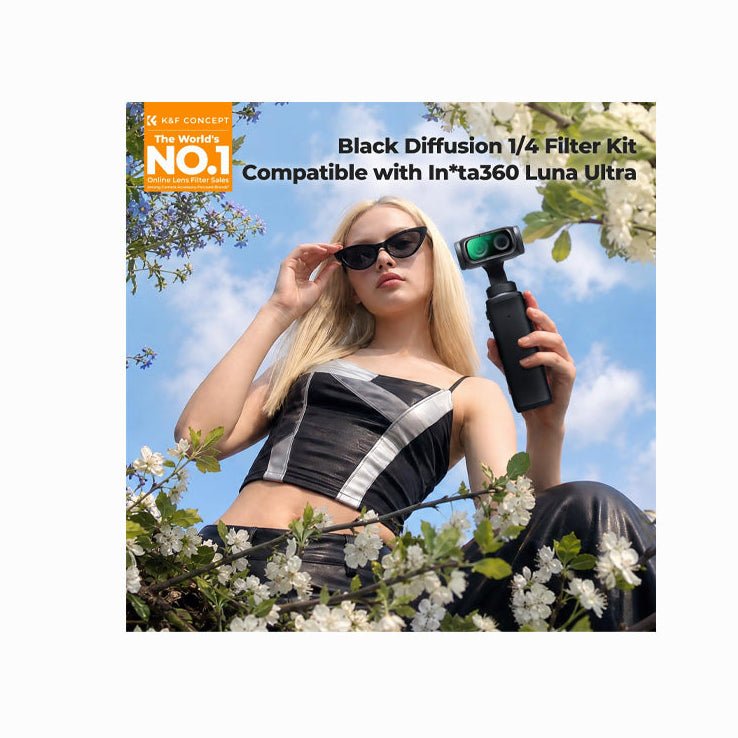 K&F CONCEPT Black Diffusion 1/4 Filter Kit Compatible with Insta360 Luna Ultra, Black-Mist 1/4 Filter with Magnetic Mount, Creates a Cinemat thumbnail 2