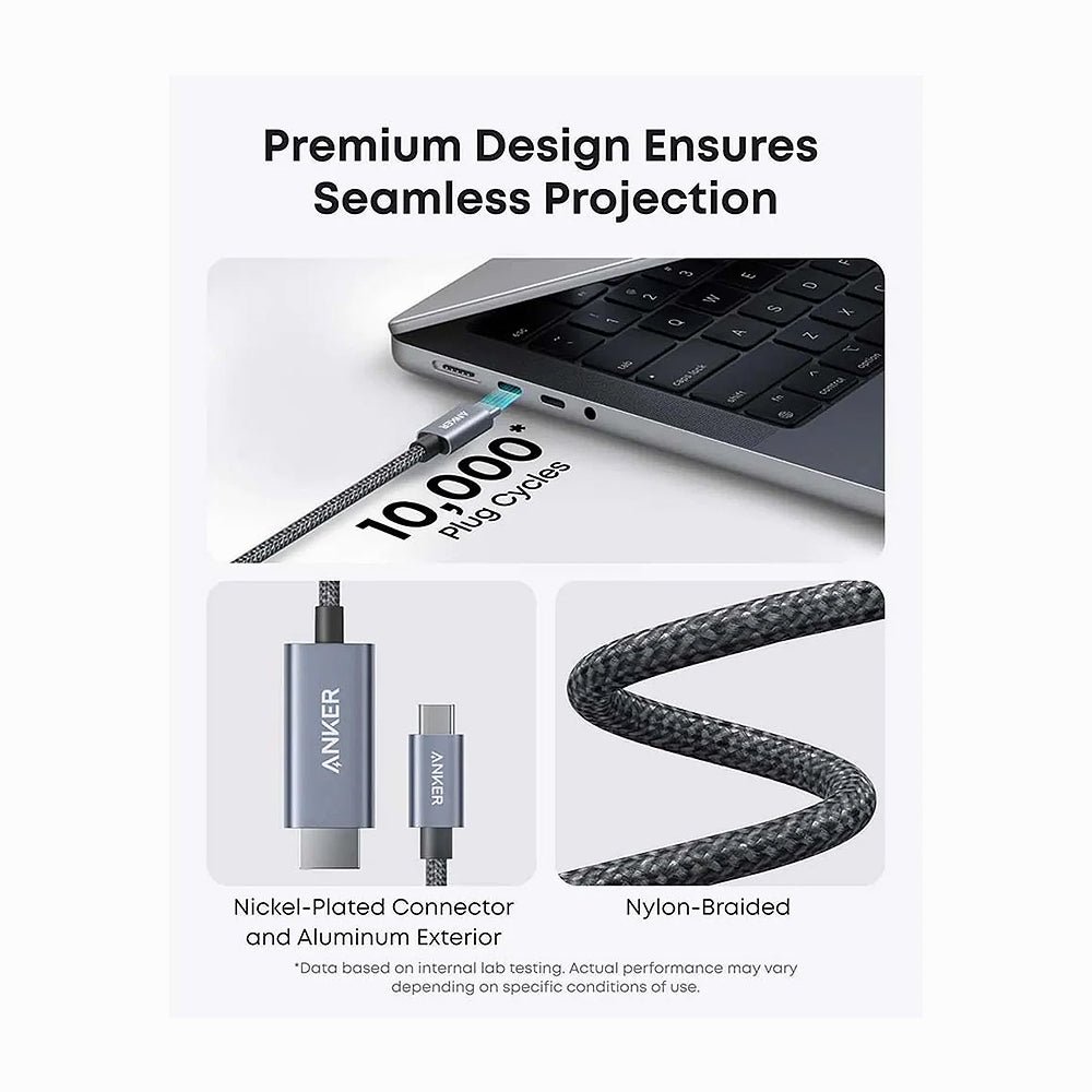 Anker Nano USB-C to HDMI 4K Braided Cable 6ft 1.8m - Black thumbnail 2