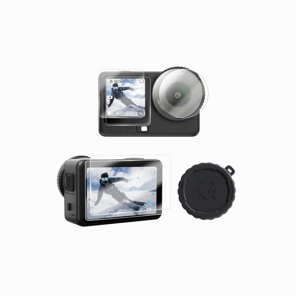 K&F CONCEPT Screen Protector for DJI OSMO Action 6 Camera + Lens cap Cover 0.3mm 9H Hardness Tempered Glass Protector, Anti-Scrach Anti-Bubb