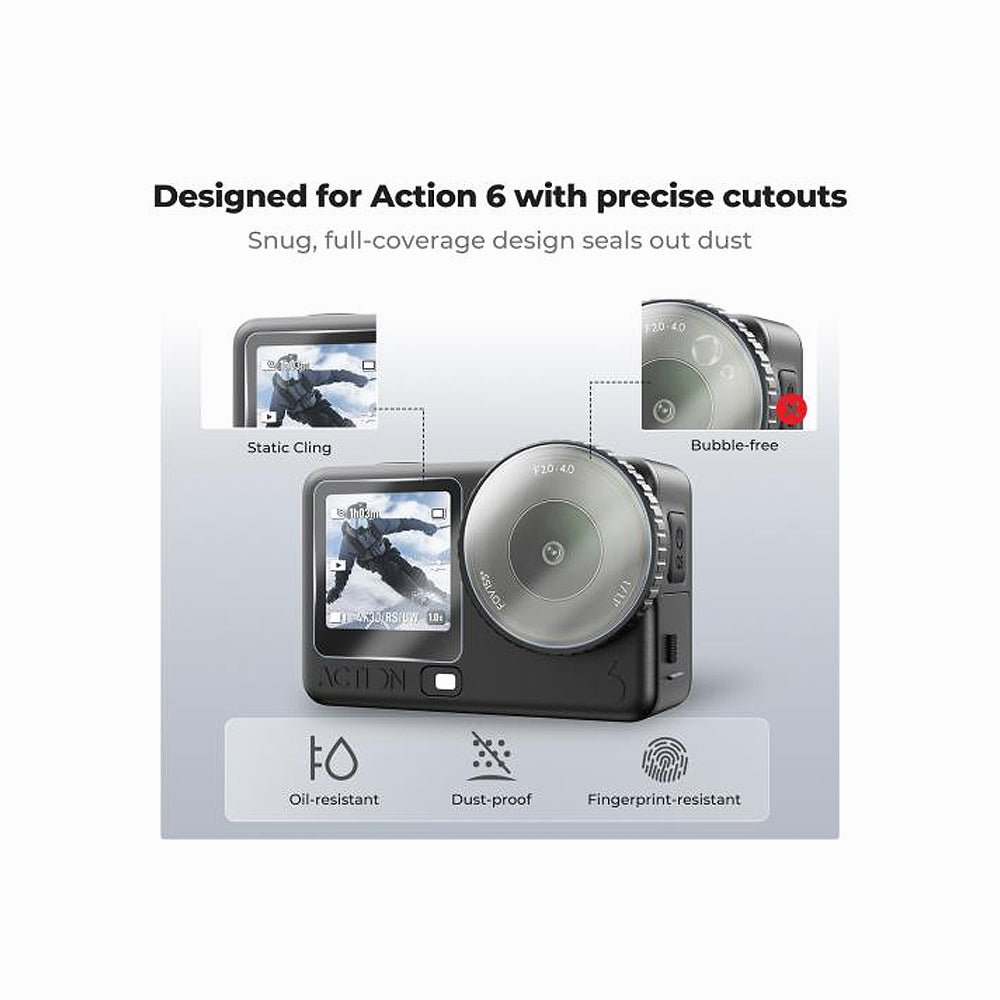 K&F CONCEPT Screen Protector for DJI OSMO Action 6 Camera + Lens cap Cover 0.3mm 9H Hardness Tempered Glass Protector, Anti-Scrach Anti-Bubb thumbnail 2