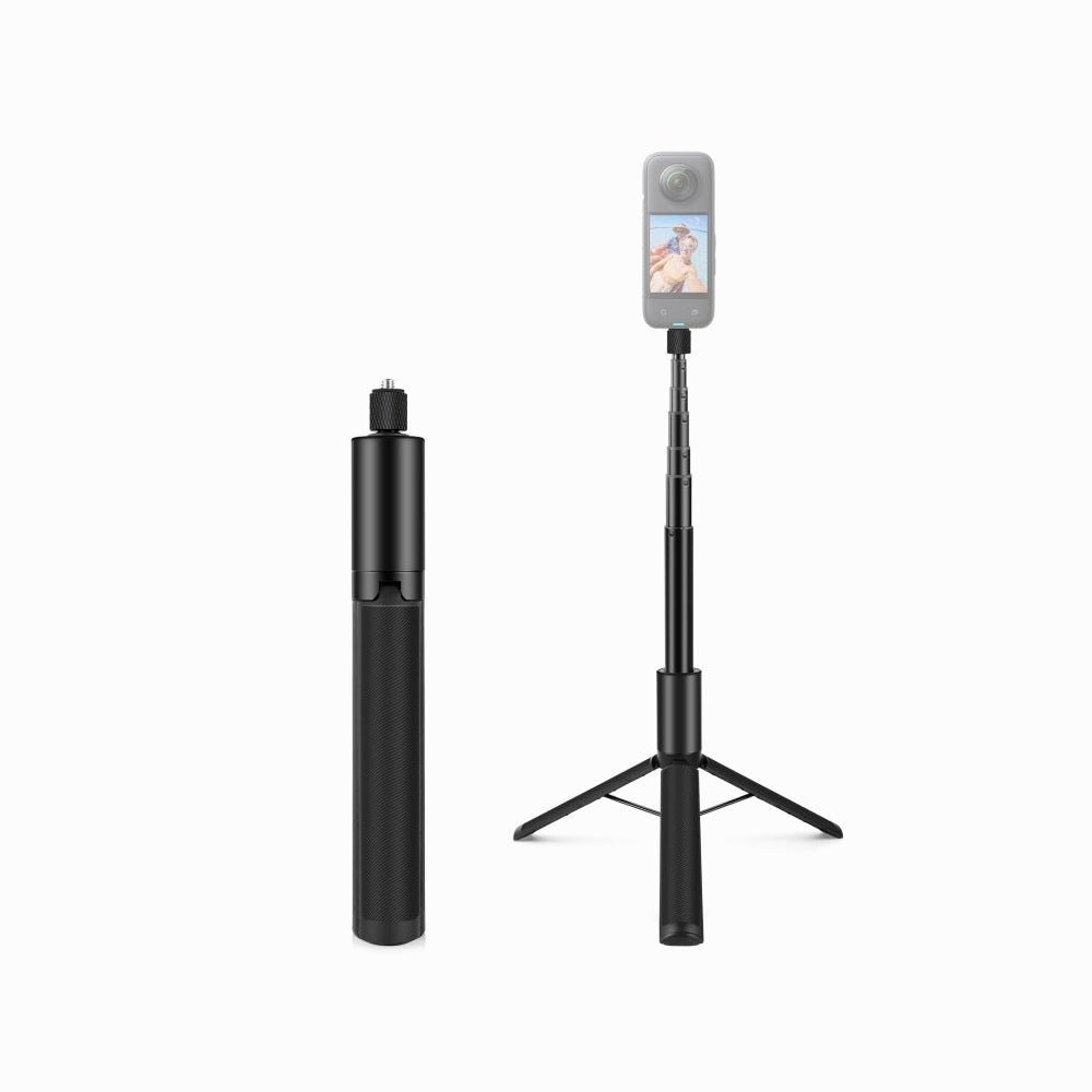 PULUZ 1.22m Retractable Invisible Selfie Stick with Tripod for Insta360 X5/X4 / X4 Air / X3 (Black)-PU497B