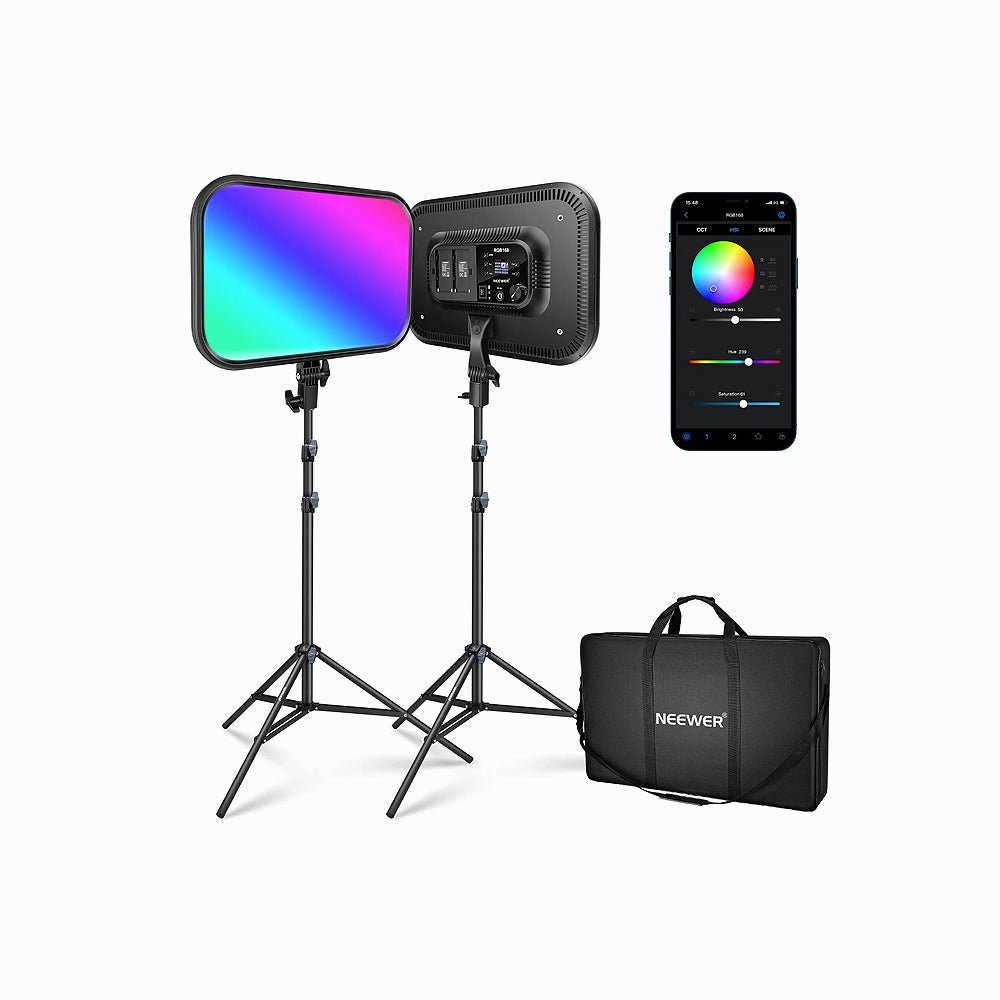 NEEWER 2 Pack RGB168 18.3 Inch LED Panel Video Light