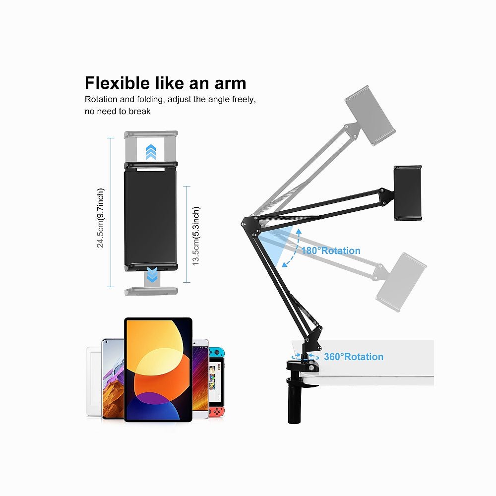 PULUZ Live Broadcast Desktop Arm Stand Suspension Clamp Holder with Tablet PC Clamp (Black)PU535B thumbnail 2