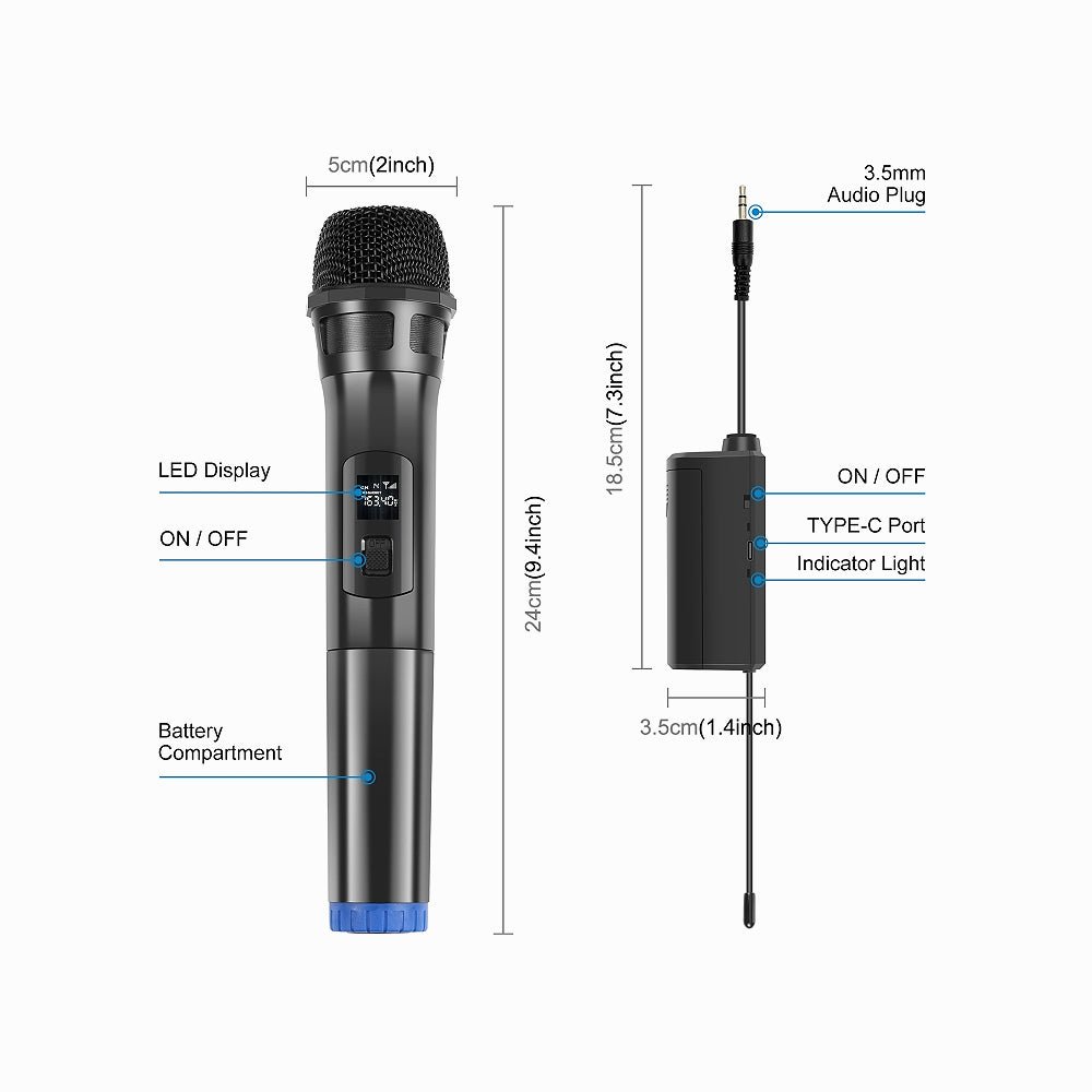 PULUZ UHF Wireless Dynamic Microphone with LED Display (Black)-PU628B thumbnail 2