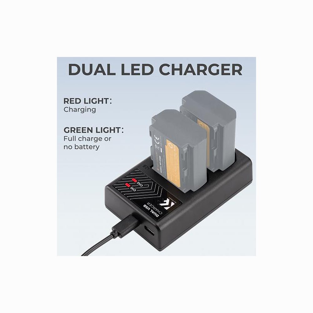 K&F Concept KF28.0096 Dual Slot LCD Fast Charger with USB Type-C Cable for Sony NP-BX1 Battery thumbnail 2