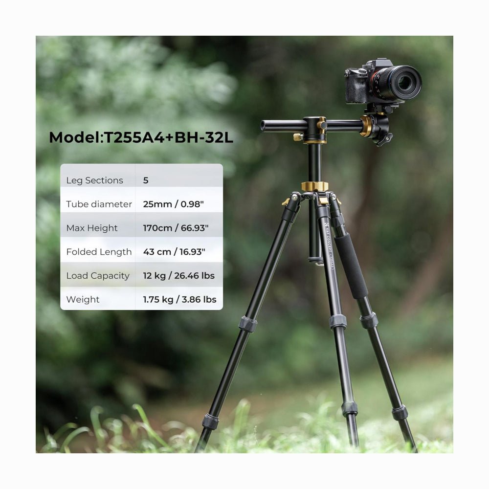 K&F Concept T255A4+BH-32L (Golden) 2-in-1 Aluminum Multifunctional Camera Tripod Monopod-KF09.085V6 thumbnail 2